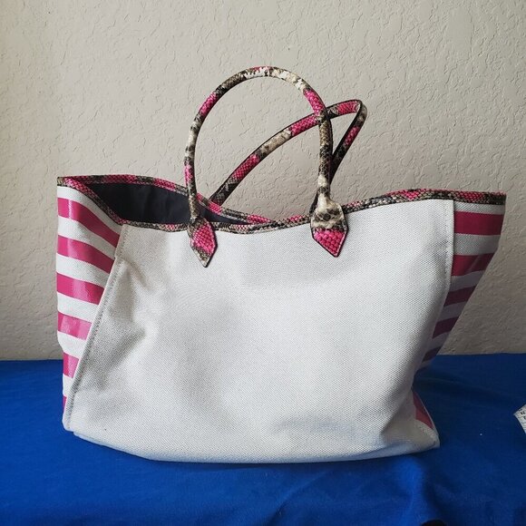Victoria's Secret Angel City Pink Snake Pattern Canvas Tote Bag - Picture 4 of 8